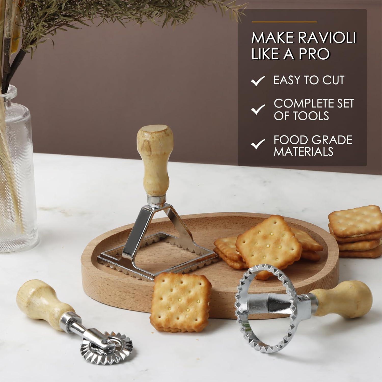 Cortador de Ravioli KEISSCO con Mango de Madera y Rueda