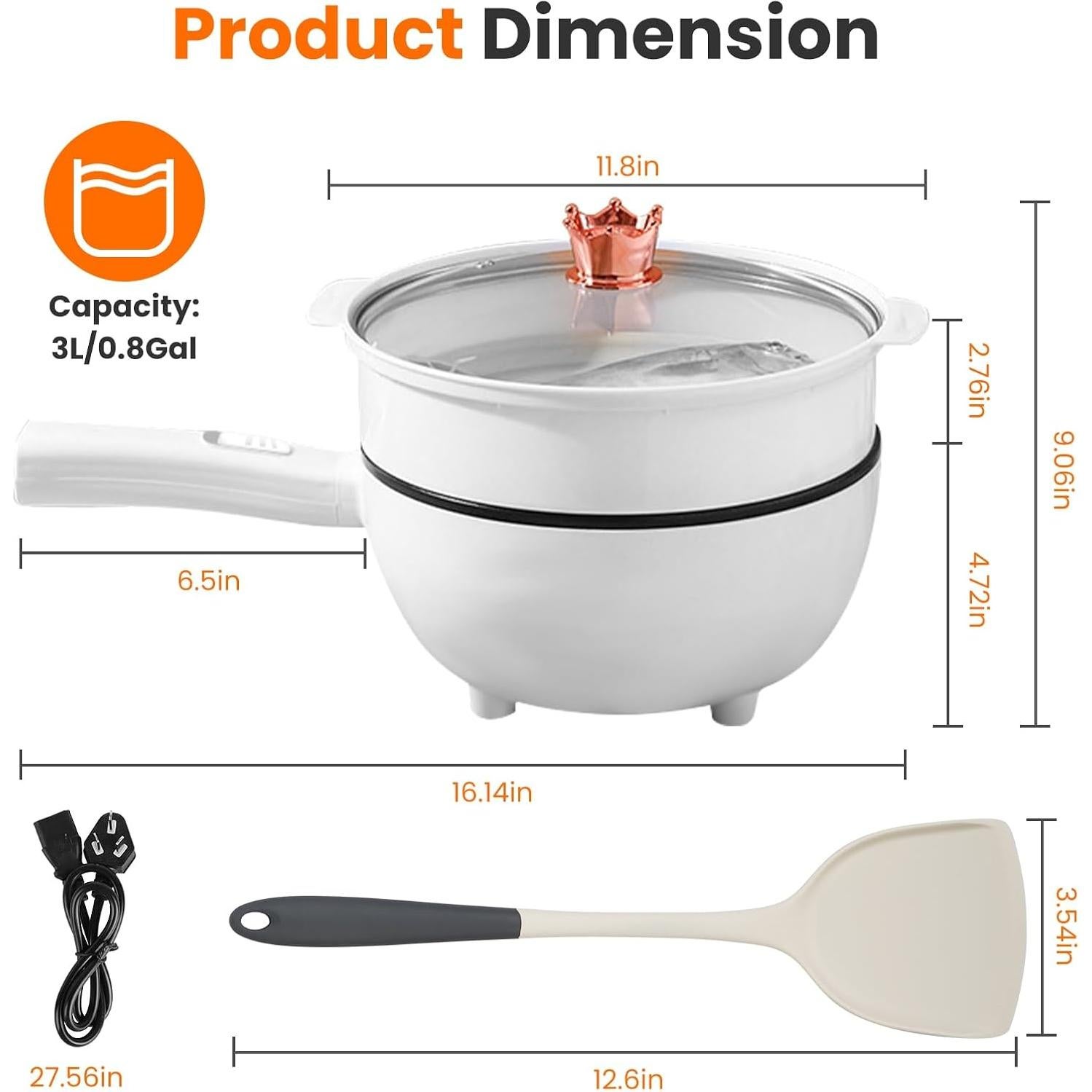 Olla Eléctrica Zorpupoa 3L Antiadherente con Vaporera y Doble Potencia