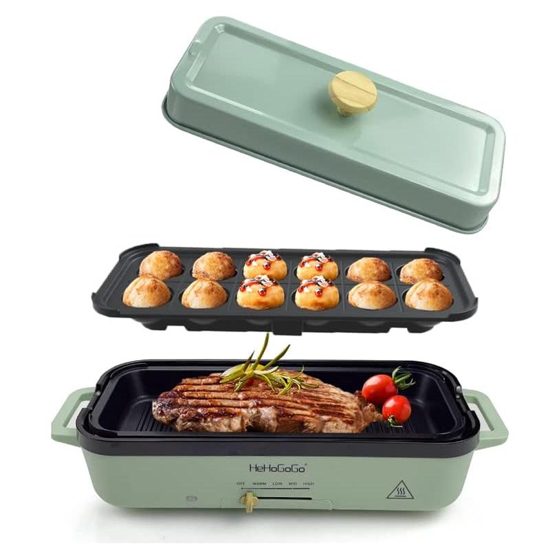 Plancha Eléctrica Multifuncional HeHoGoGo 2 Ollas Antiadherentes