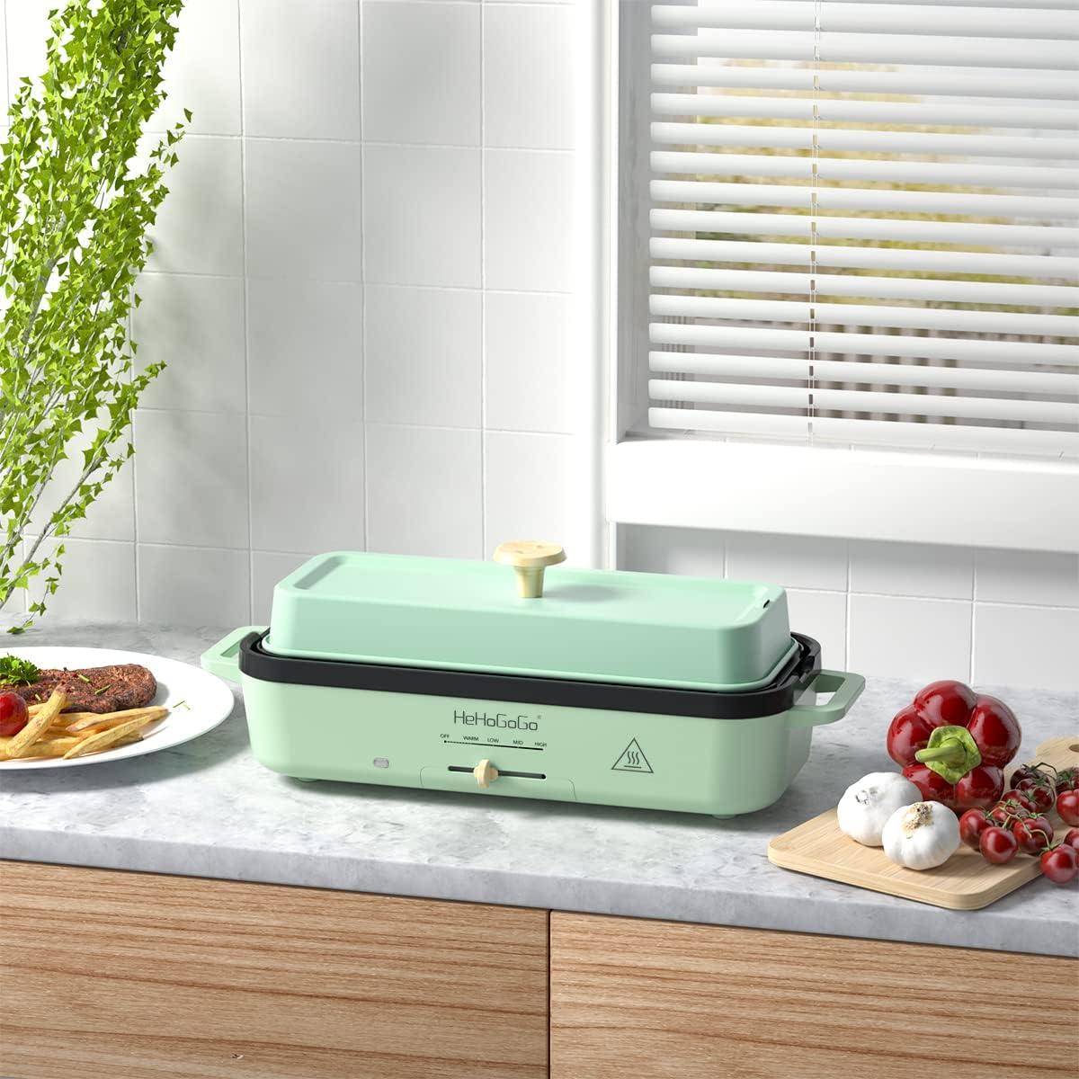 Plancha Eléctrica Multifuncional HeHoGoGo 2 Ollas Antiadherentes