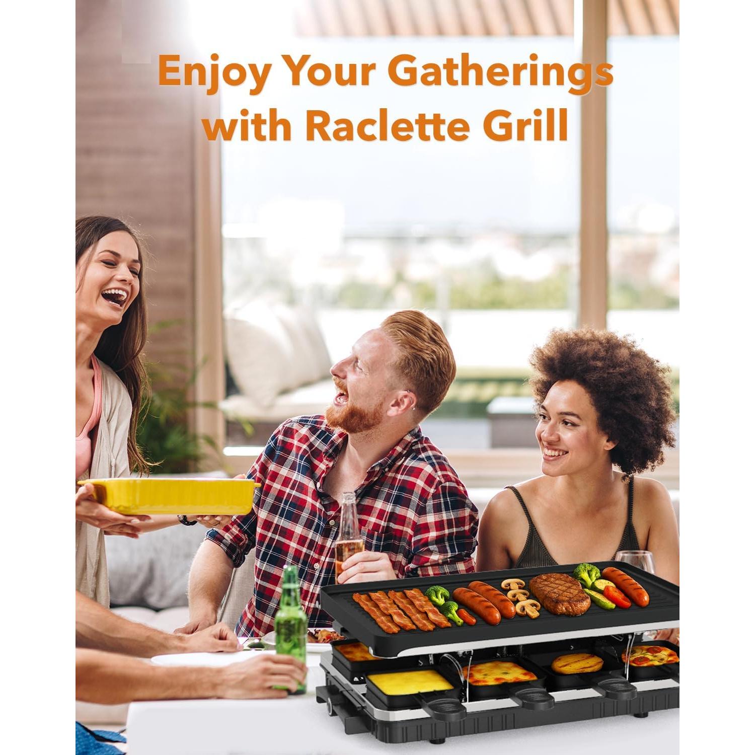 Parrilla Eléctrica Raclette HBN 1300W 8 Bandejas Antiadherente