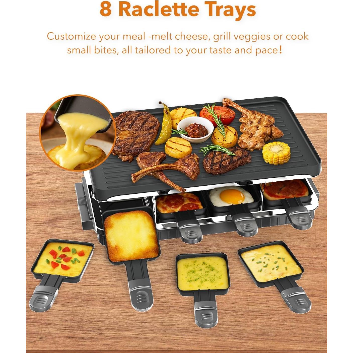 Parrilla Eléctrica Raclette HBN 1300W 8 Bandejas Antiadherente