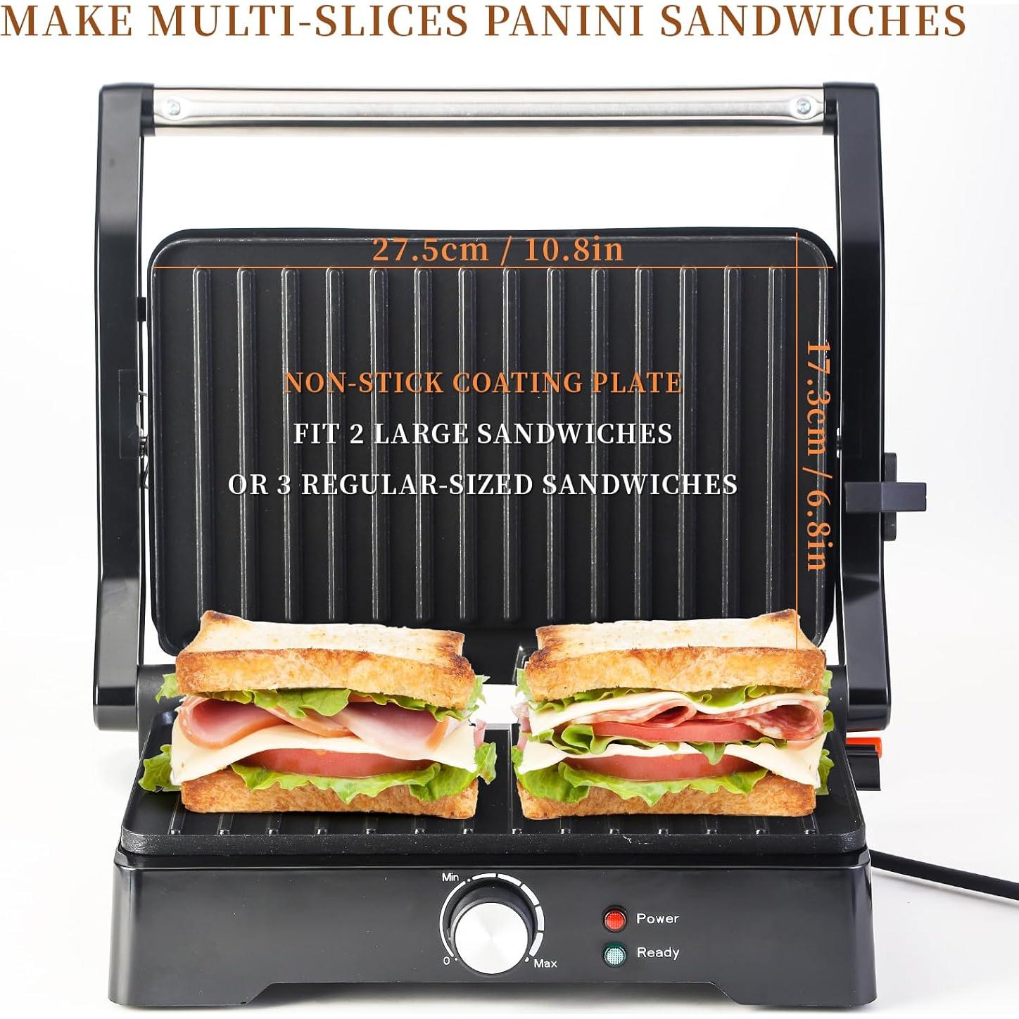Prensa Panini Grill UVFAST 3 en 1 Antiadherente 1200W