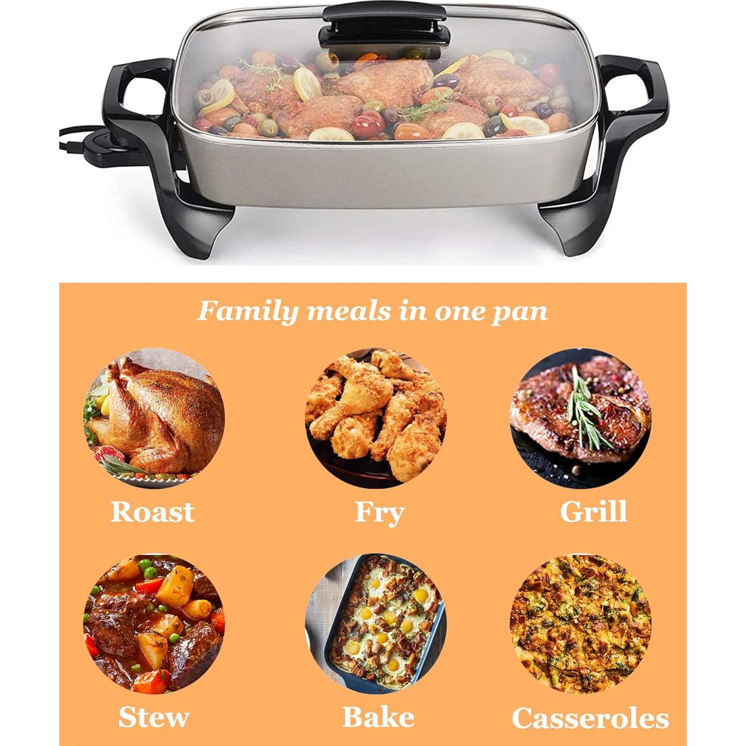 Sartén Eléctrica Nozaya 16" Cerámica Gris 1500W Antiadherente