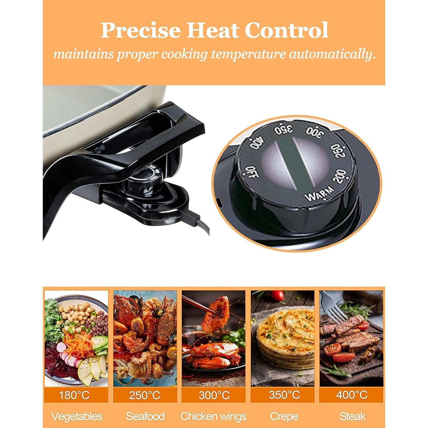 Sartén Eléctrica Nozaya 16" Cerámica Gris 1500W Antiadherente