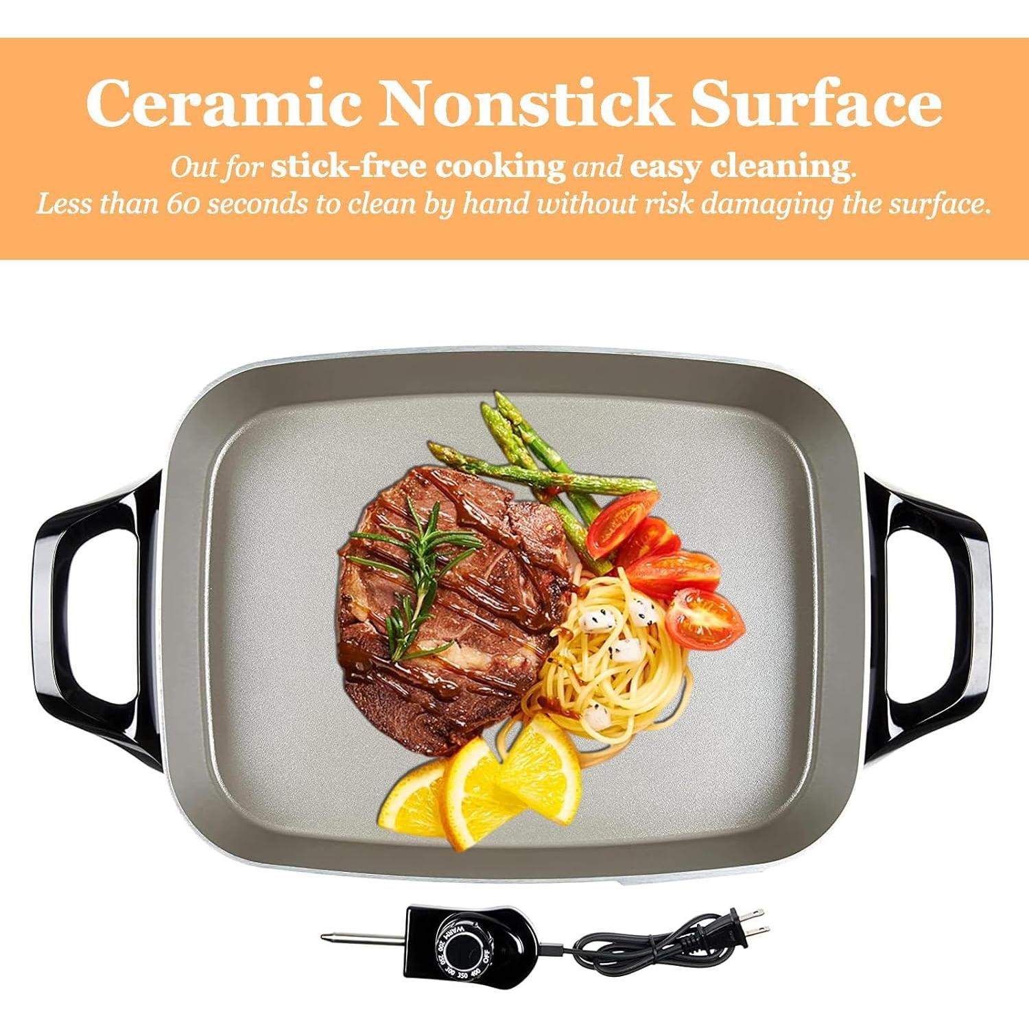 Sartén Eléctrica Nozaya 16" Cerámica Gris 1500W Antiadherente