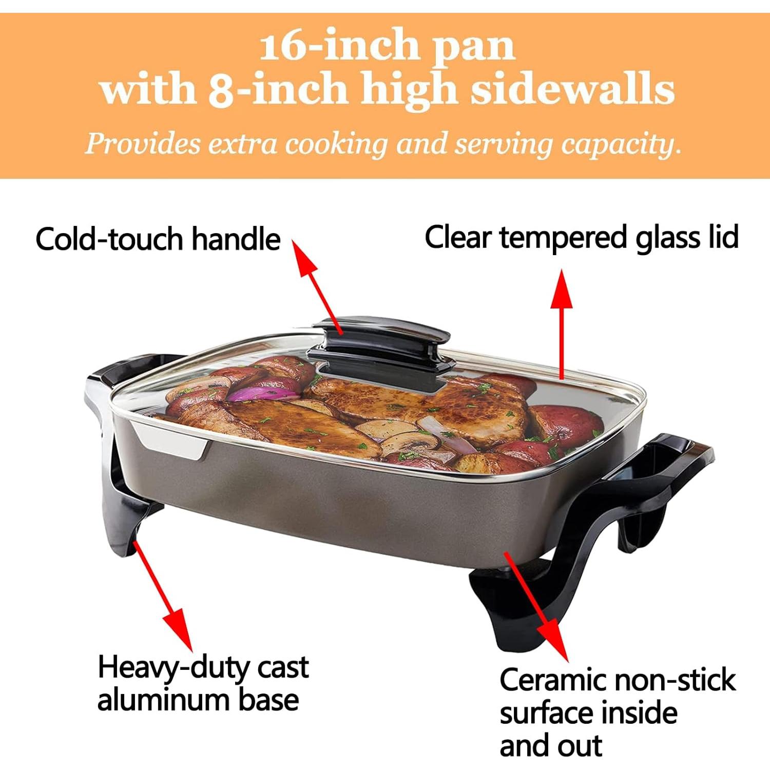 Sartén Eléctrica Nozaya 16" Cerámica Gris 1500W Antiadherente