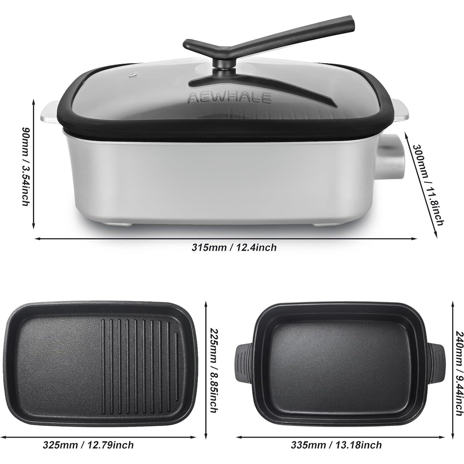 Parrilla Eléctrica Multifuncional AEWHALE 1400W Sin Humo