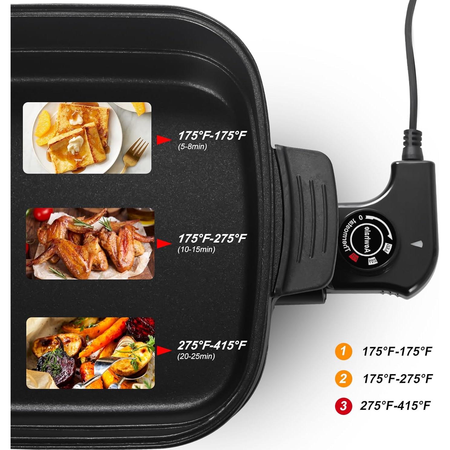 Parrilla Eléctrica Multifuncional AEWHALE 1400W Sin Humo