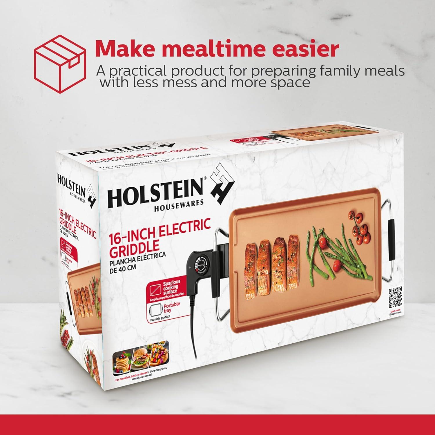 Plancha Eléctrica Holstein Housewares 40x51cm Antiadherente