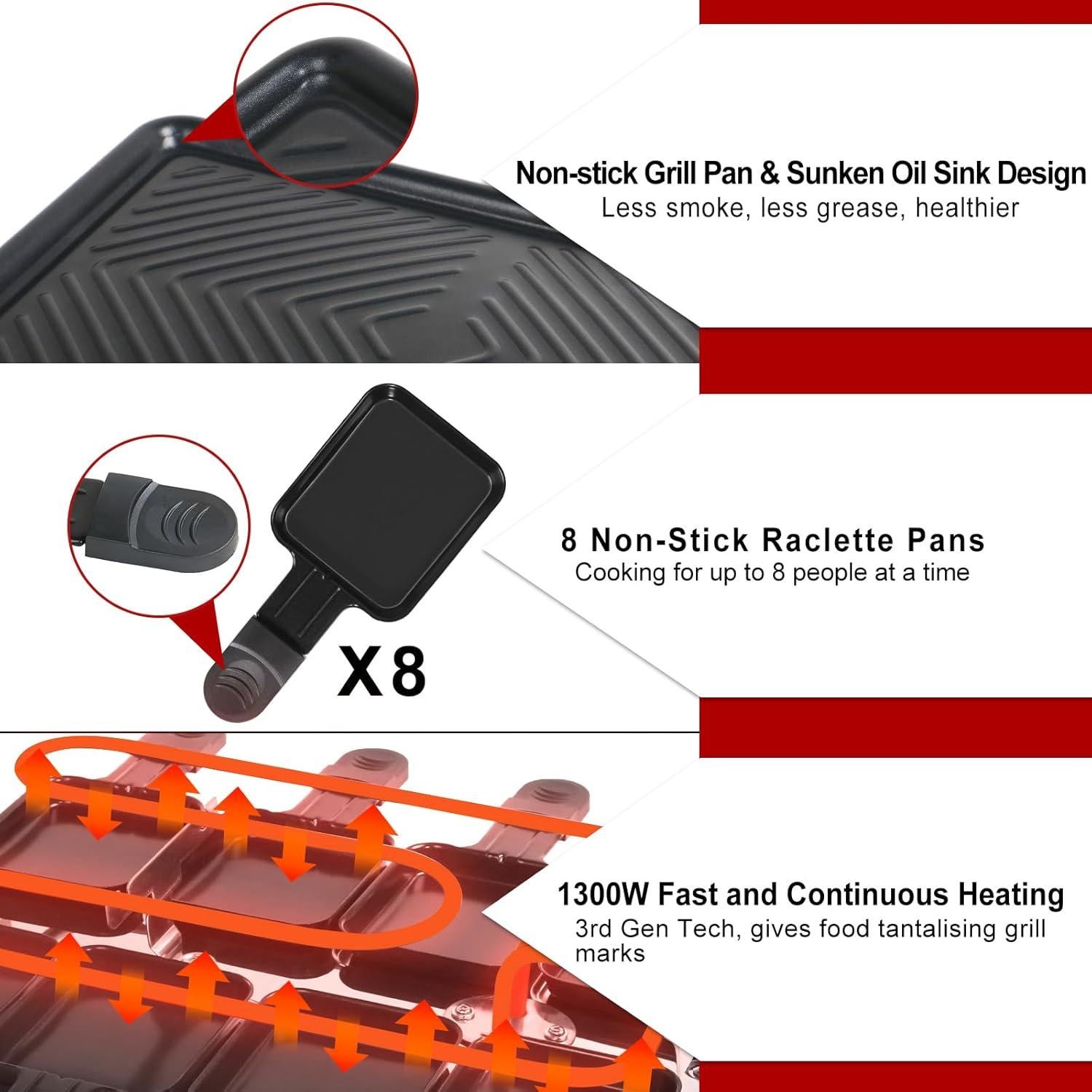 Parrilla Eléctrica 2 en 1 Fajiabao con 8 Sartenes Antiadherentes