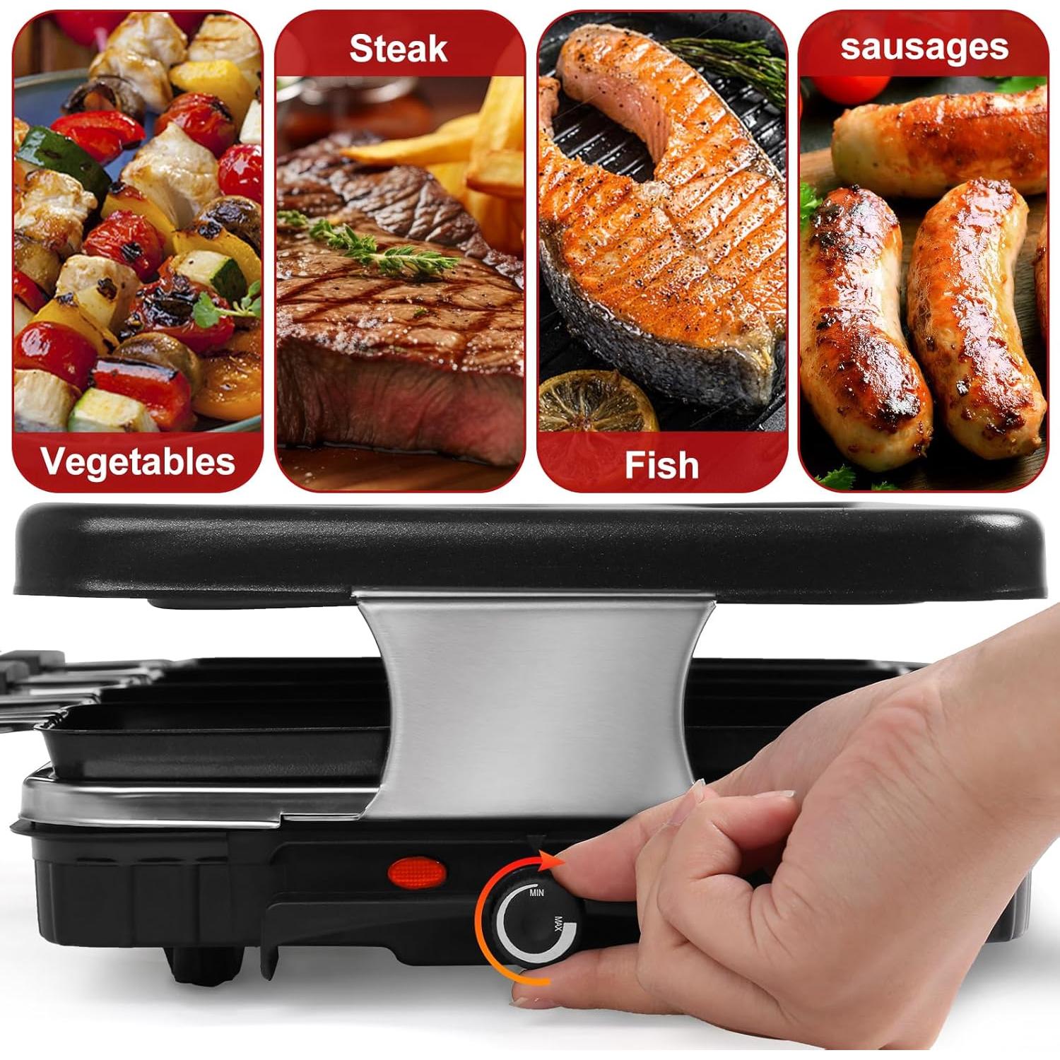 Parrilla Eléctrica 2 en 1 Fajiabao con 8 Sartenes Antiadherentes