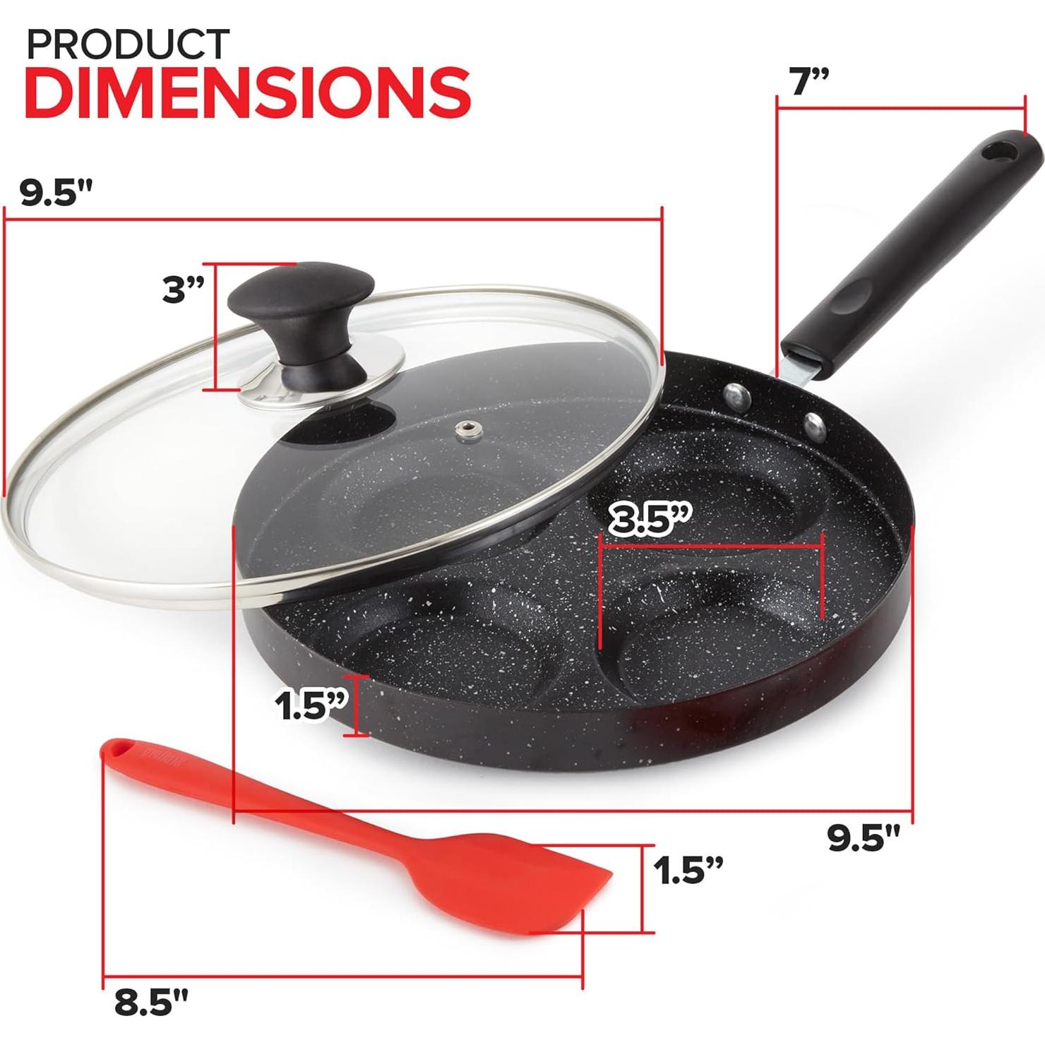 Sartén Antiadherente Innovaciones Modernas 4 Huevos con Tapa