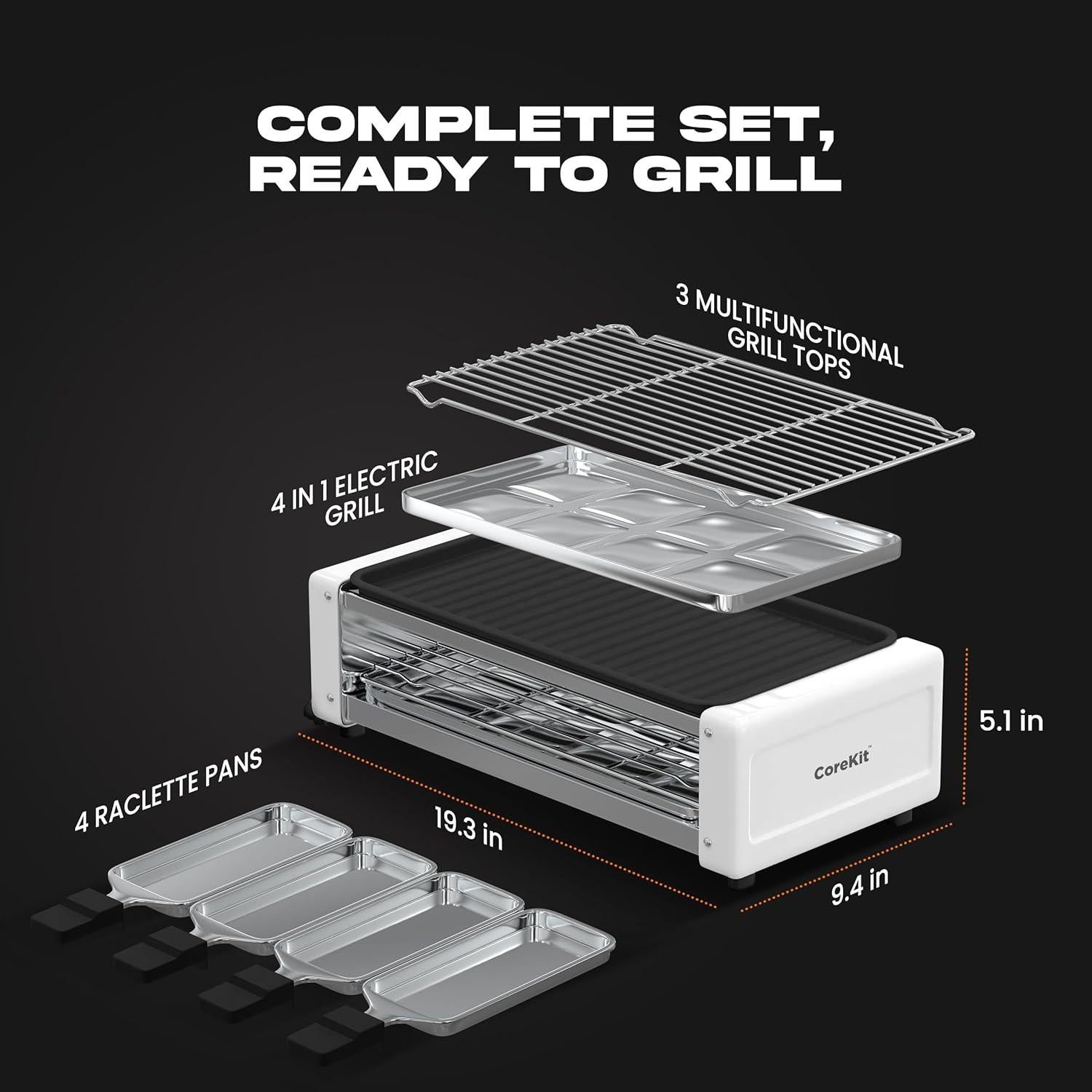 Parrilla Eléctrica Interior Sin Humo Corekit 1700W Antiadherente