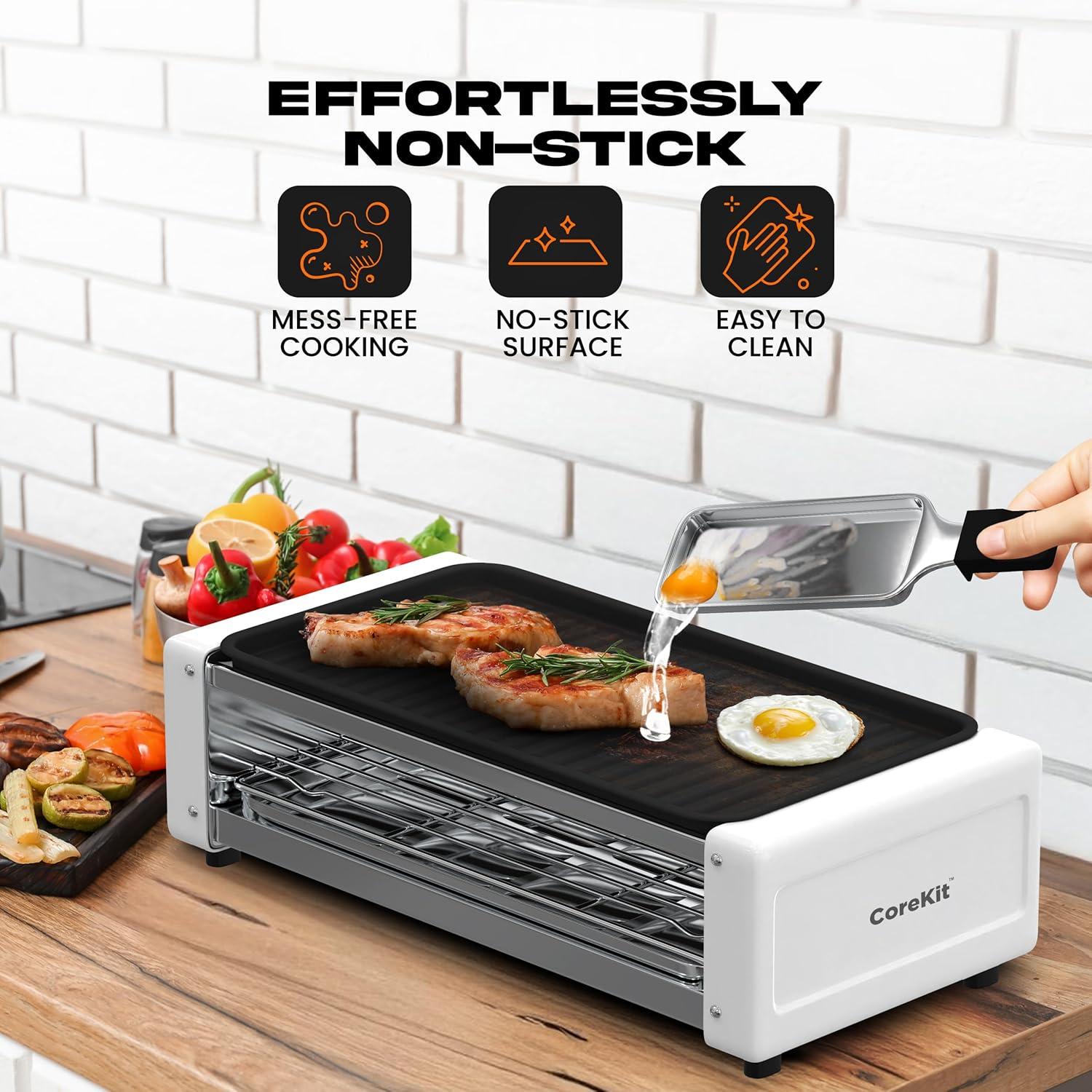 Parrilla Eléctrica Interior Sin Humo Corekit 1700W Antiadherente