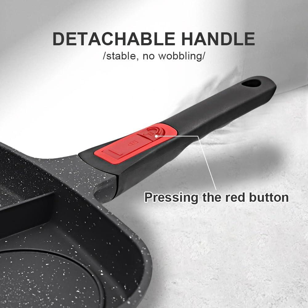 Sartén de Parrilla Bobikuke 3 Secciones Antiadherente con Tapa