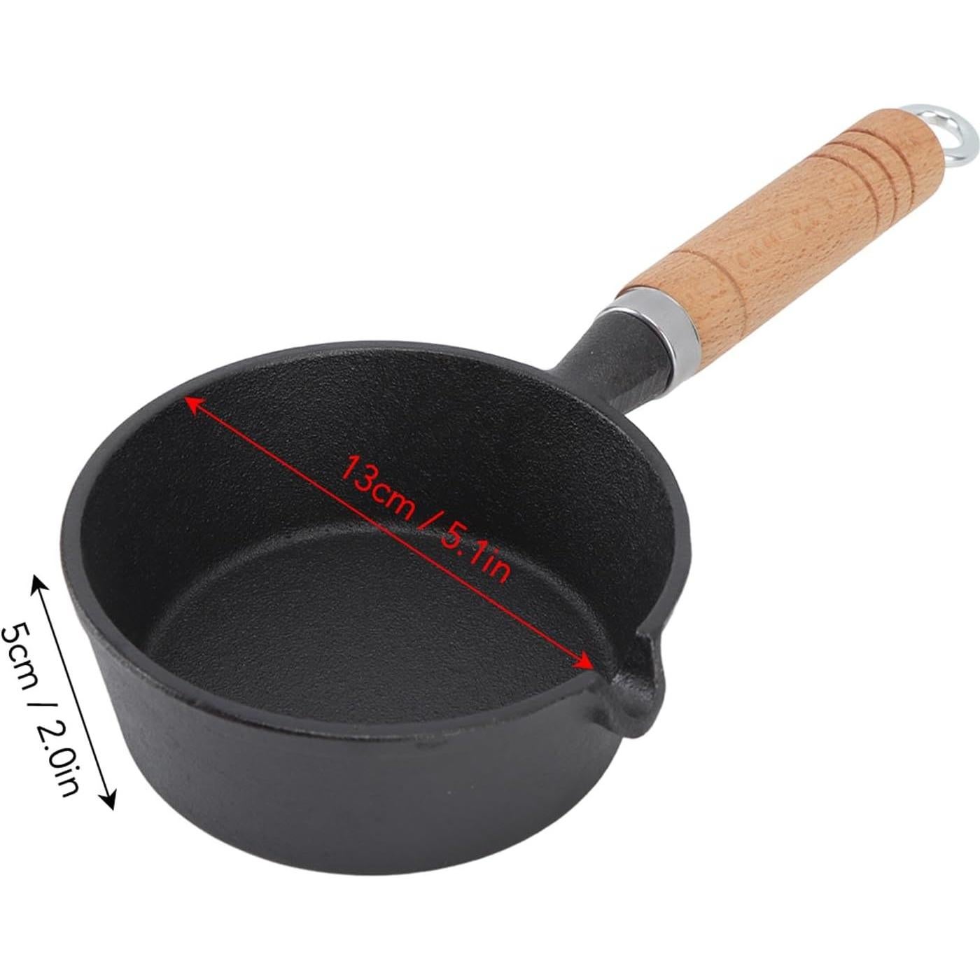 Sartén Mini de Hierro Fundido Tomotato 13x5 cm con Mango de Madera