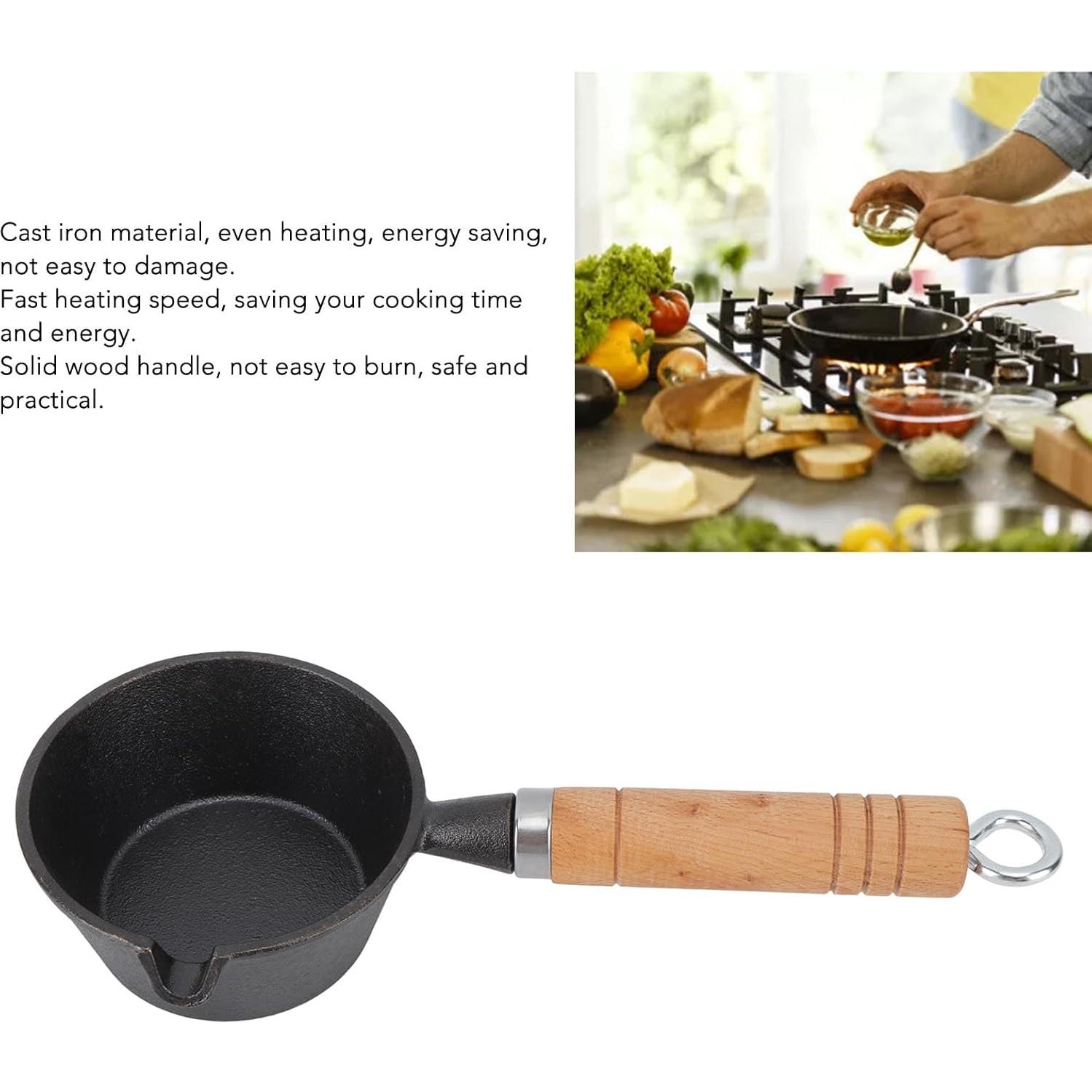 Sartén Mini de Hierro Fundido Tomotato 13x5 cm con Mango de Madera