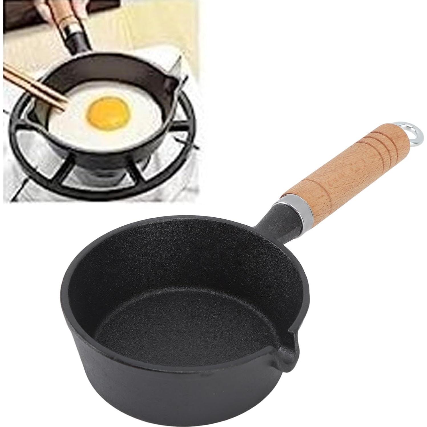 Sartén Mini de Hierro Fundido Tomotato 13x5 cm con Mango de Madera