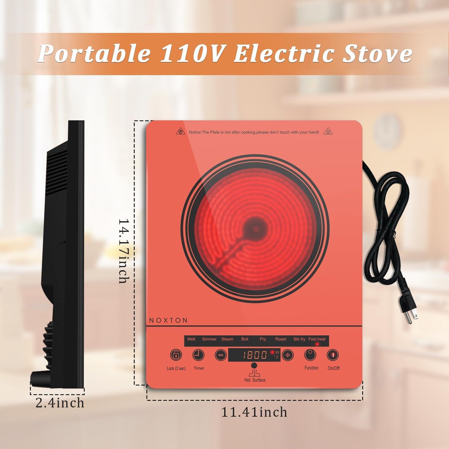 Estufa Eléctrica Portátil Noxton 110V 1800W con Temporizador