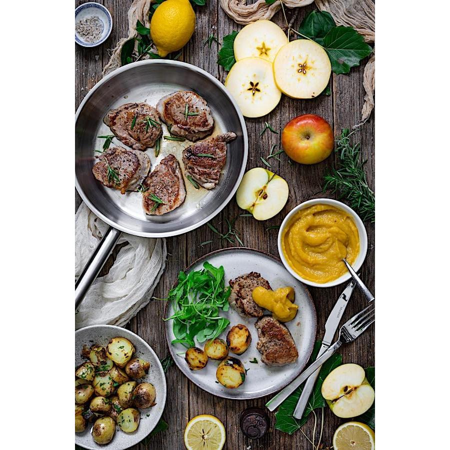 Sartén Profesional BRA Cookware 26 cm Acero Inoxidable Sin Revestimiento