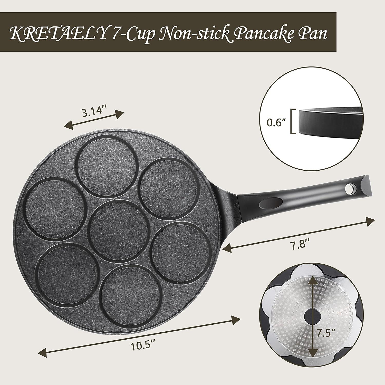 Sartén Mini Antiadherente KRETAELY para Pancakes 7 Agujeros