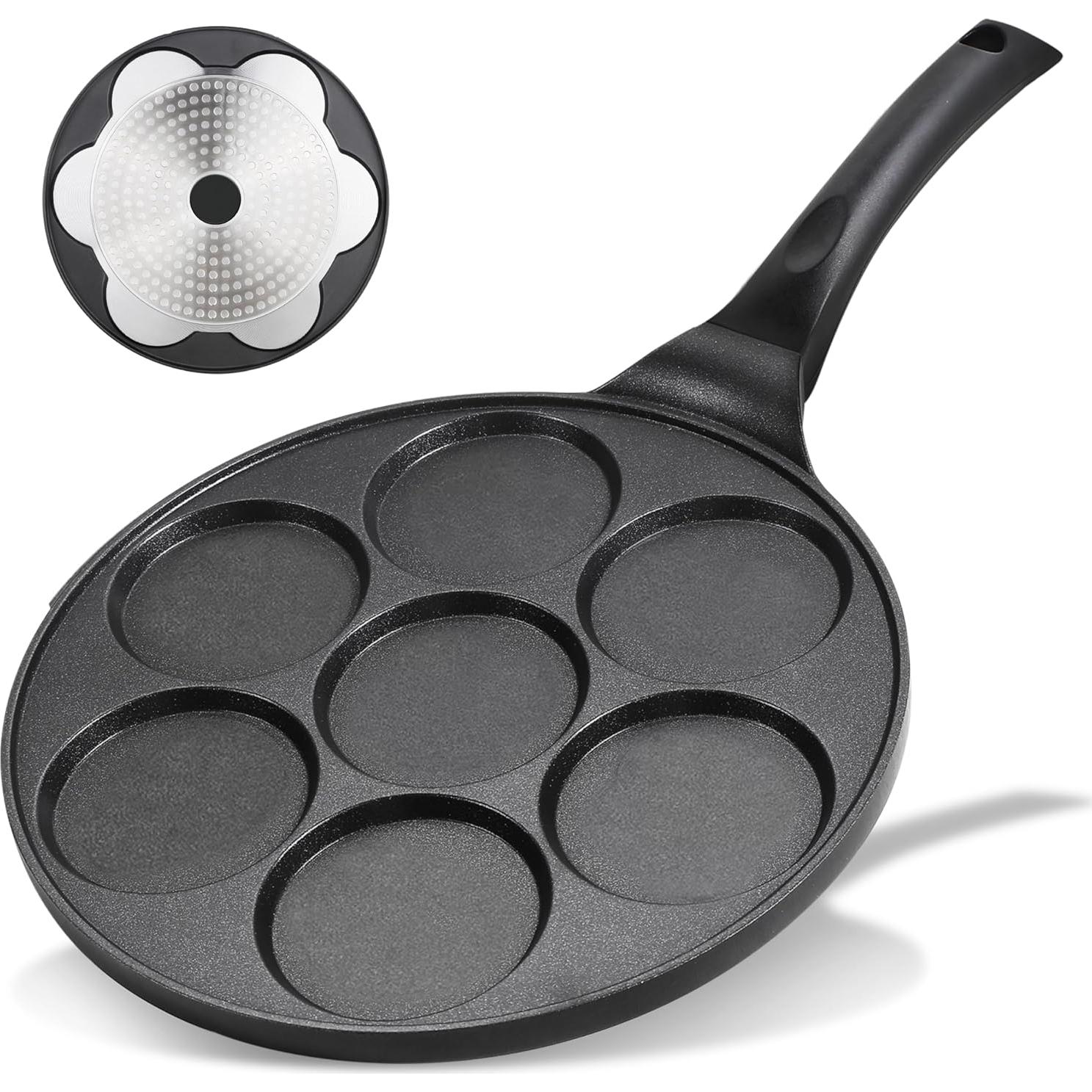 Sartén Mini Antiadherente KRETAELY para Pancakes 7 Agujeros