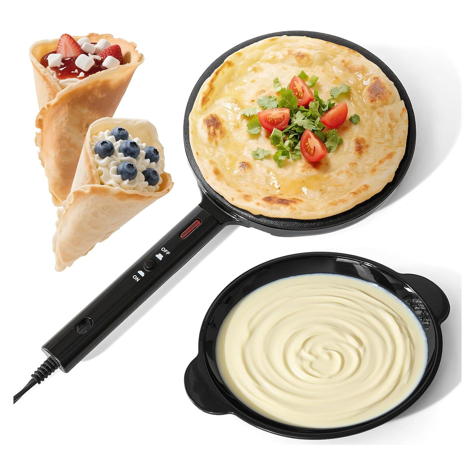 Hacedor de Crepes Eléctrico UVFAST 20 cm Antiadherente