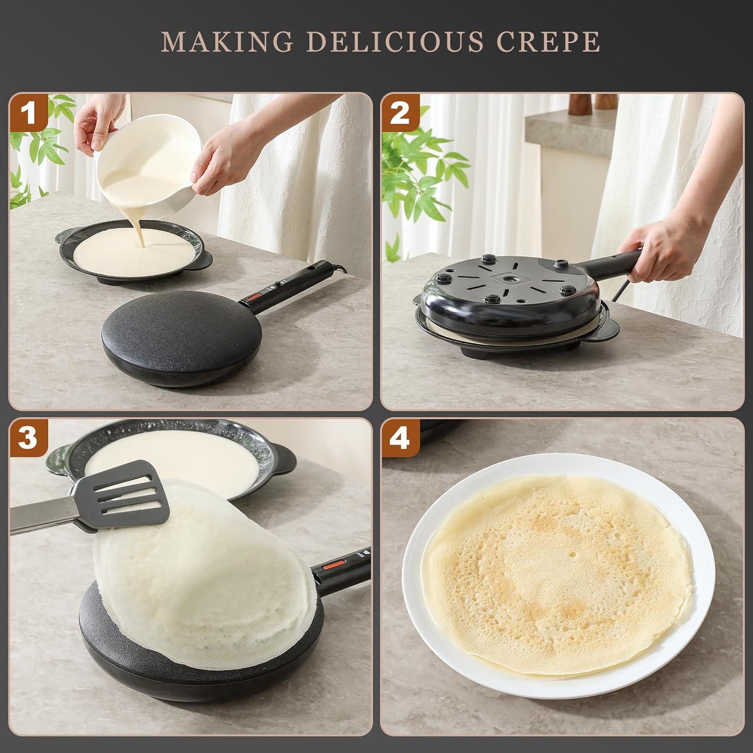 Hacedor de Crepes Eléctrico UVFAST 20 cm Antiadherente