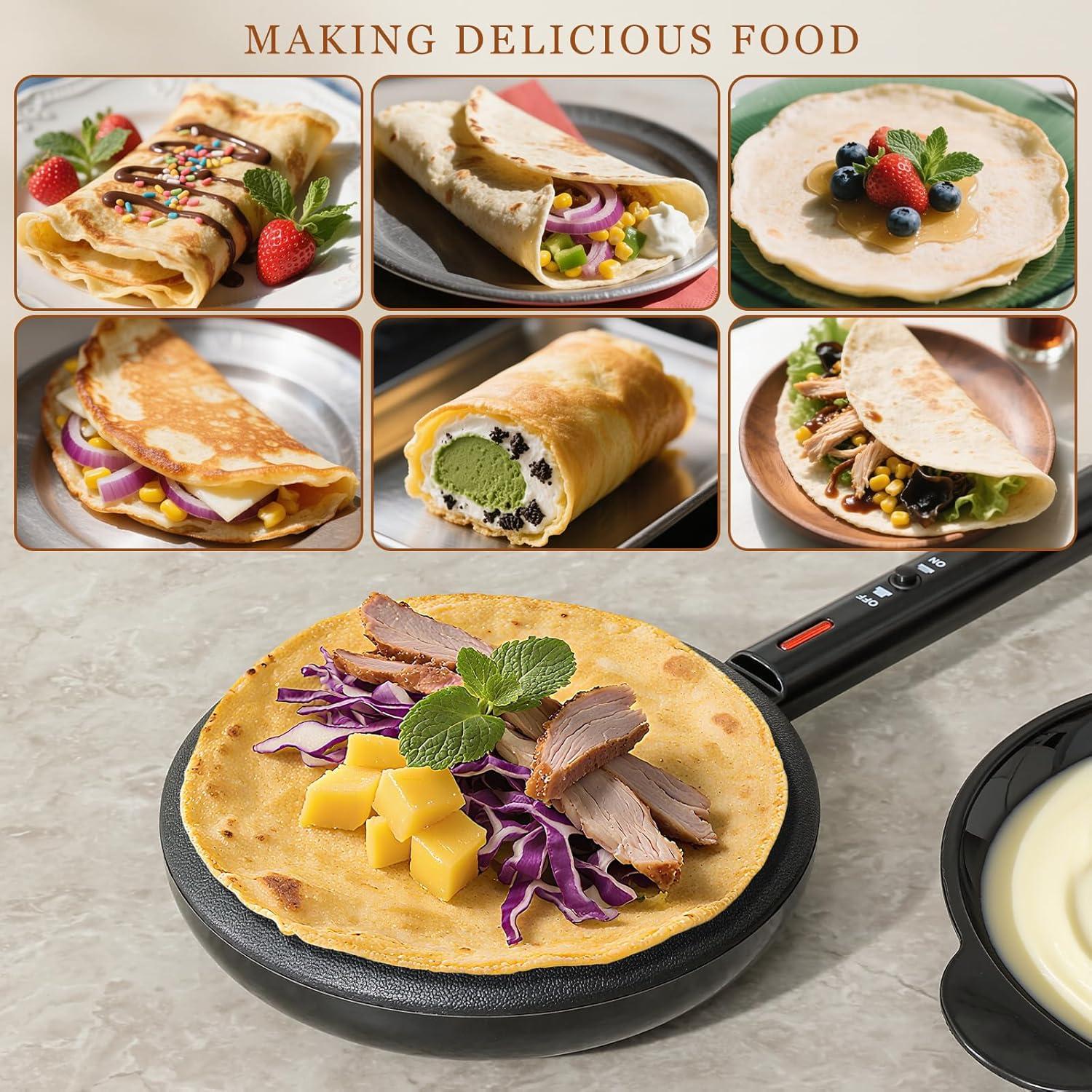 Hacedor de Crepes Eléctrico UVFAST 20 cm Antiadherente