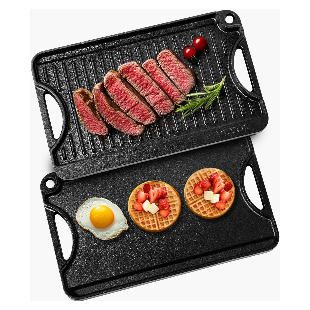 Parrilla Reversible VEVOR de Hierro Fundido 35.6x21.6 cm