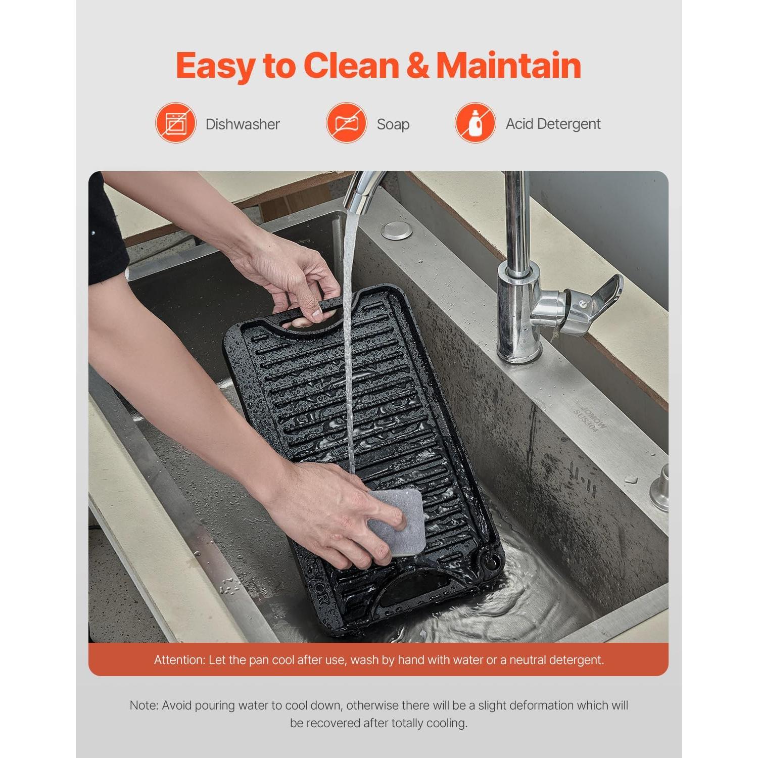 Parrilla Reversible VEVOR de Hierro Fundido 35.6x21.6 cm