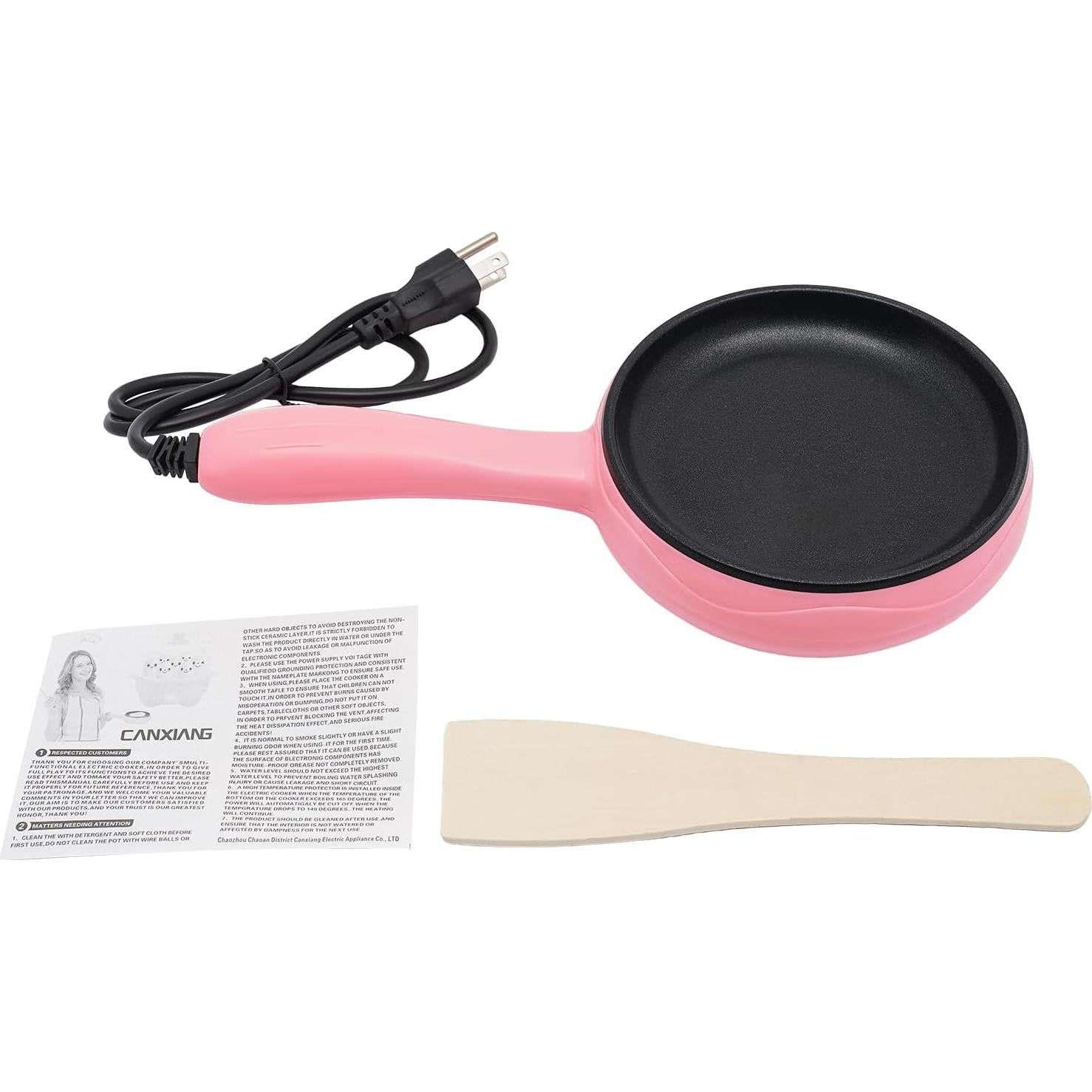 Sartén Eléctrica Antiadherente ZXTINGSHOP 15cm Rosa 450W