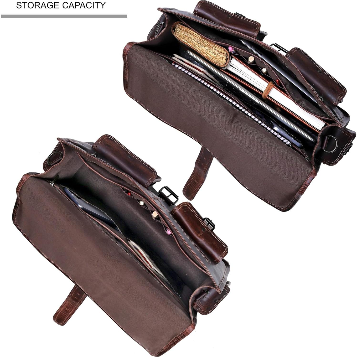 Maletín de Cuero Vintage 18" Cuero Genuino Marrón