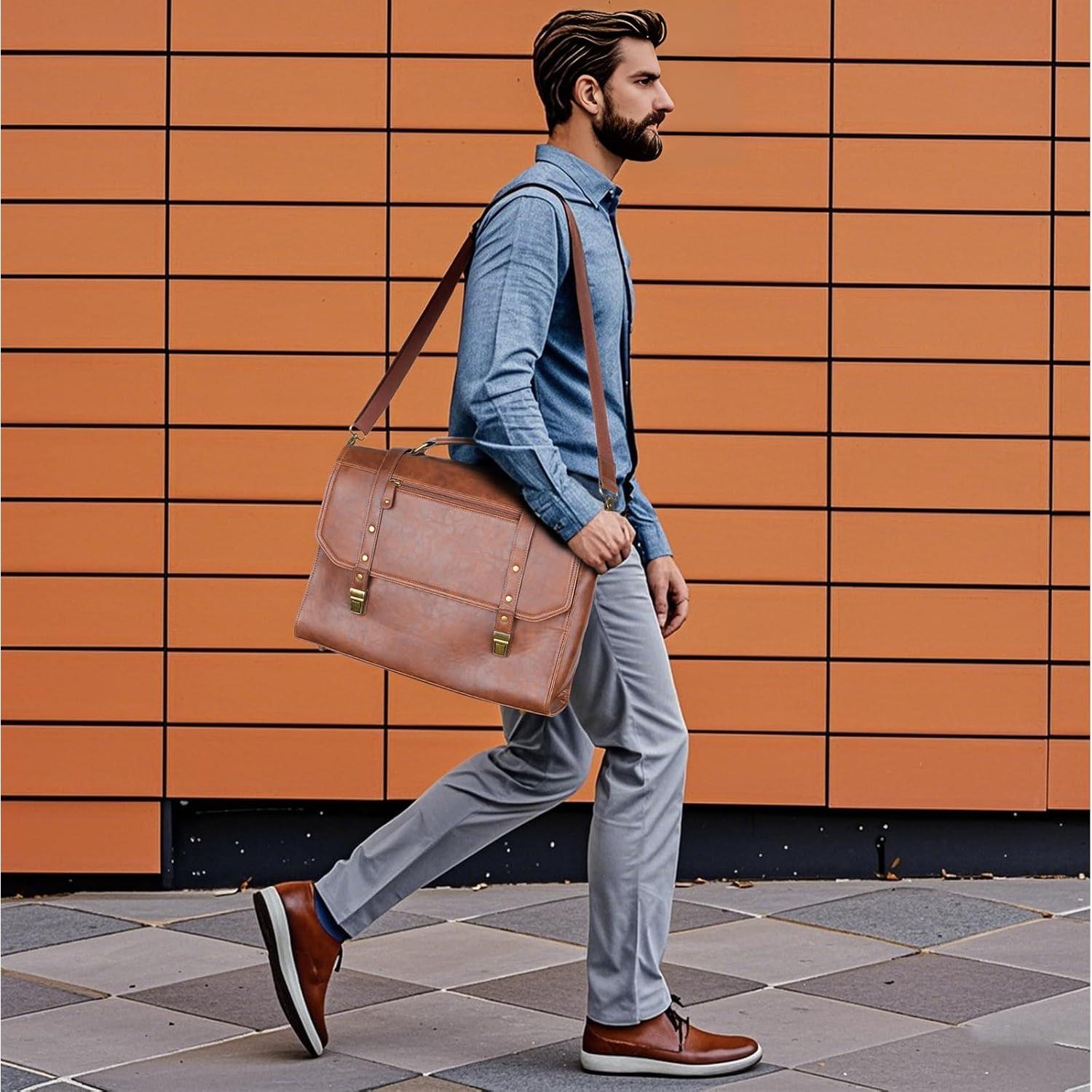 Bolsa Mensajera 15.6" Manificent Cuero Sintético Marrón