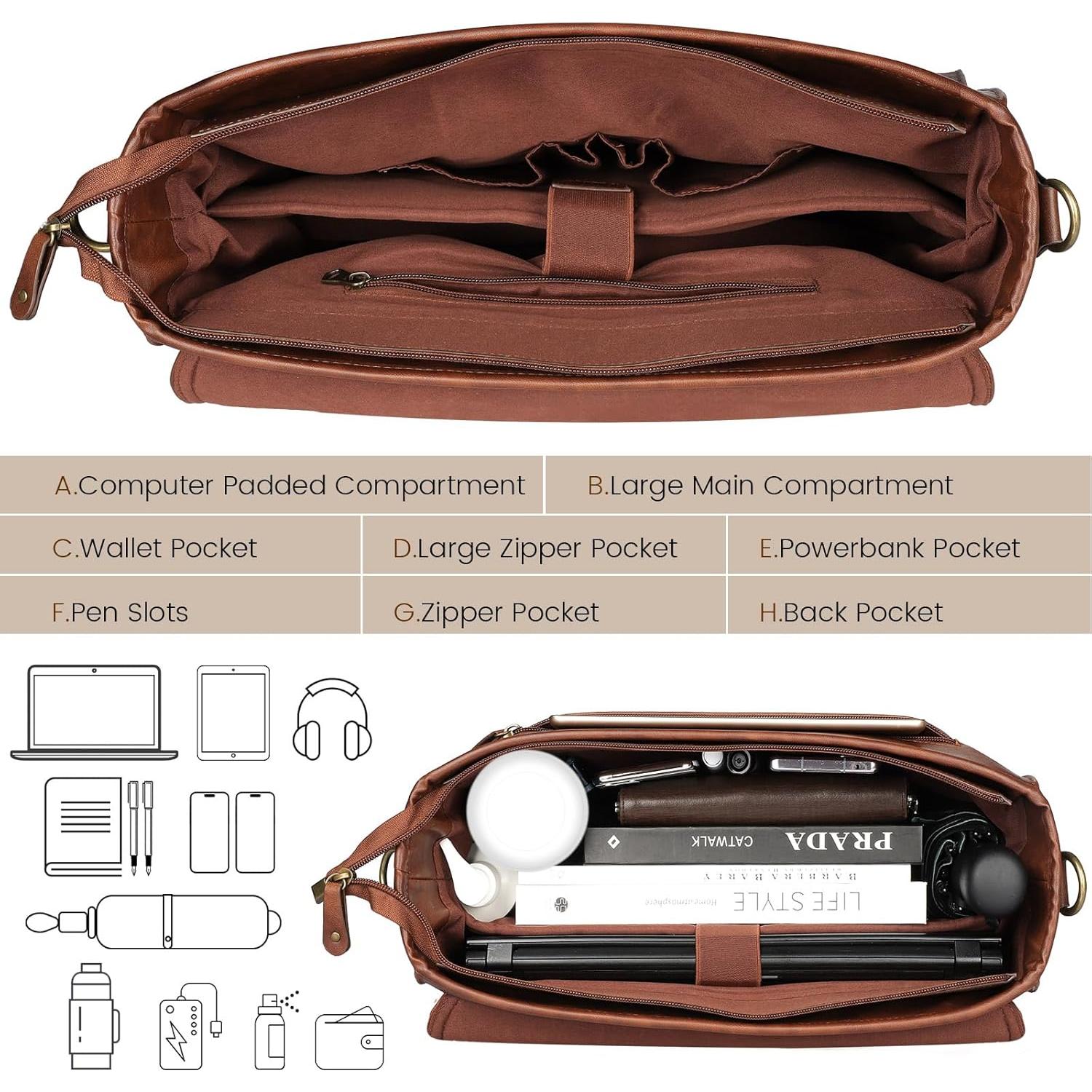 Bolsa Mensajera 15.6" Manificent Cuero Sintético Marrón