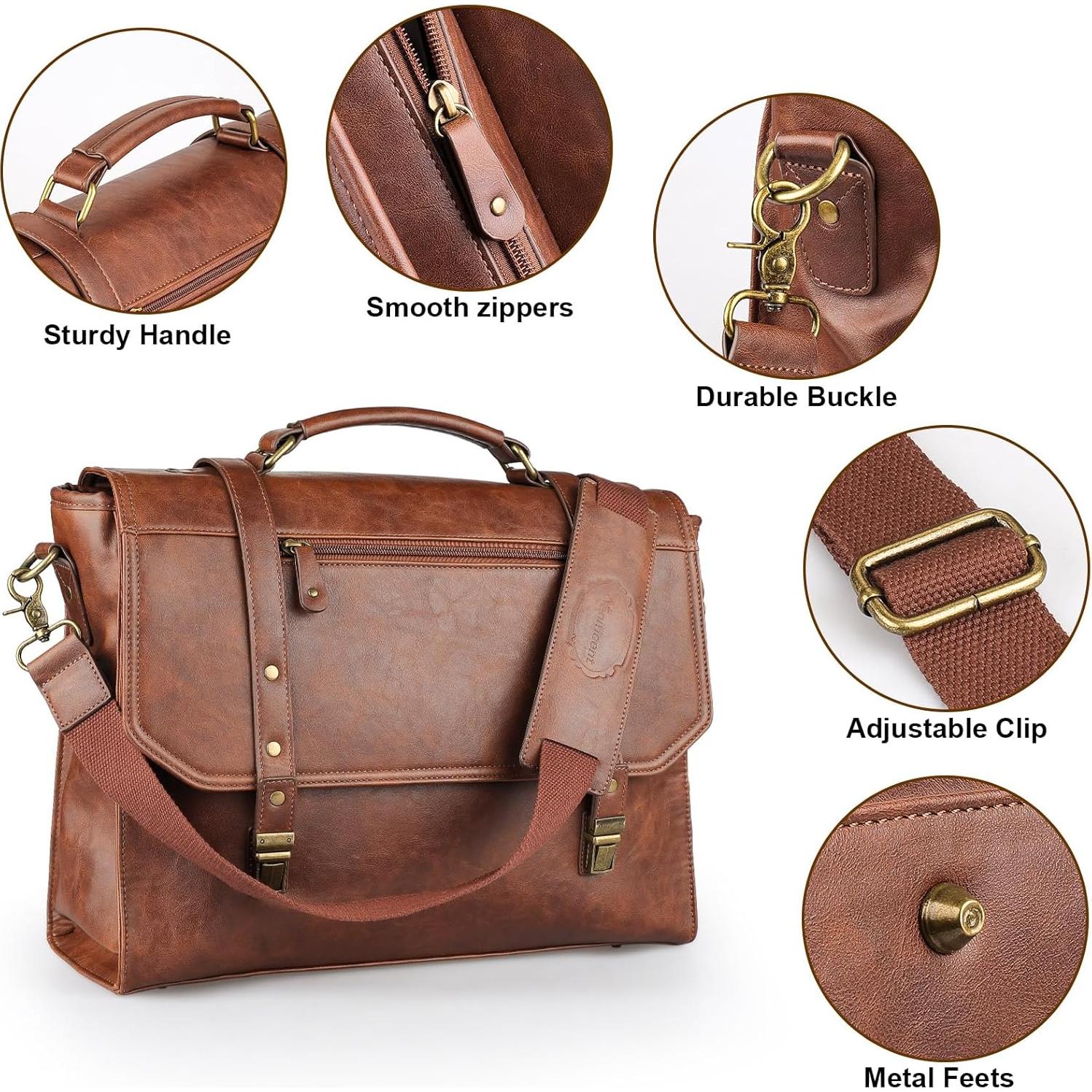 Bolsa Mensajera 15.6" Manificent Cuero Sintético Marrón