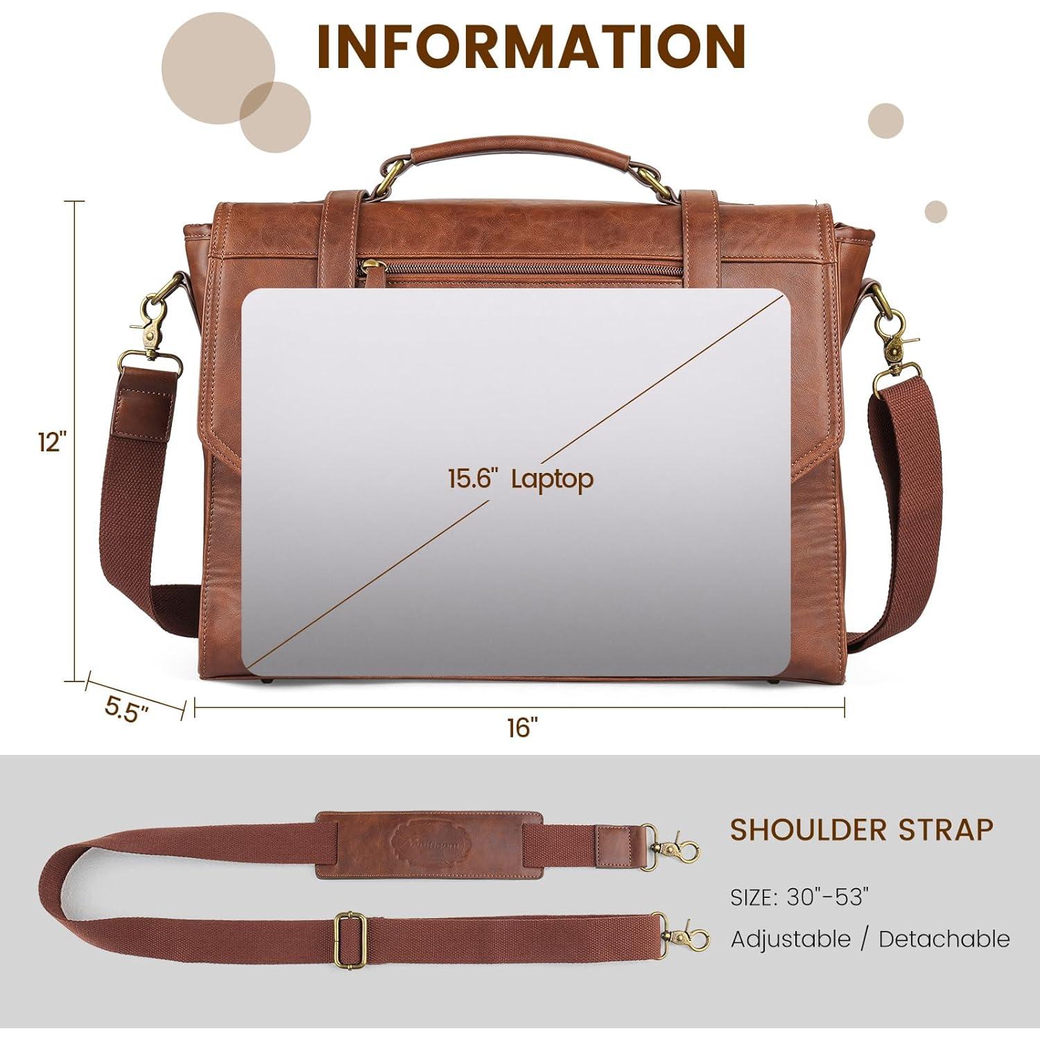 Bolsa Mensajera 15.6" Manificent Cuero Sintético Marrón