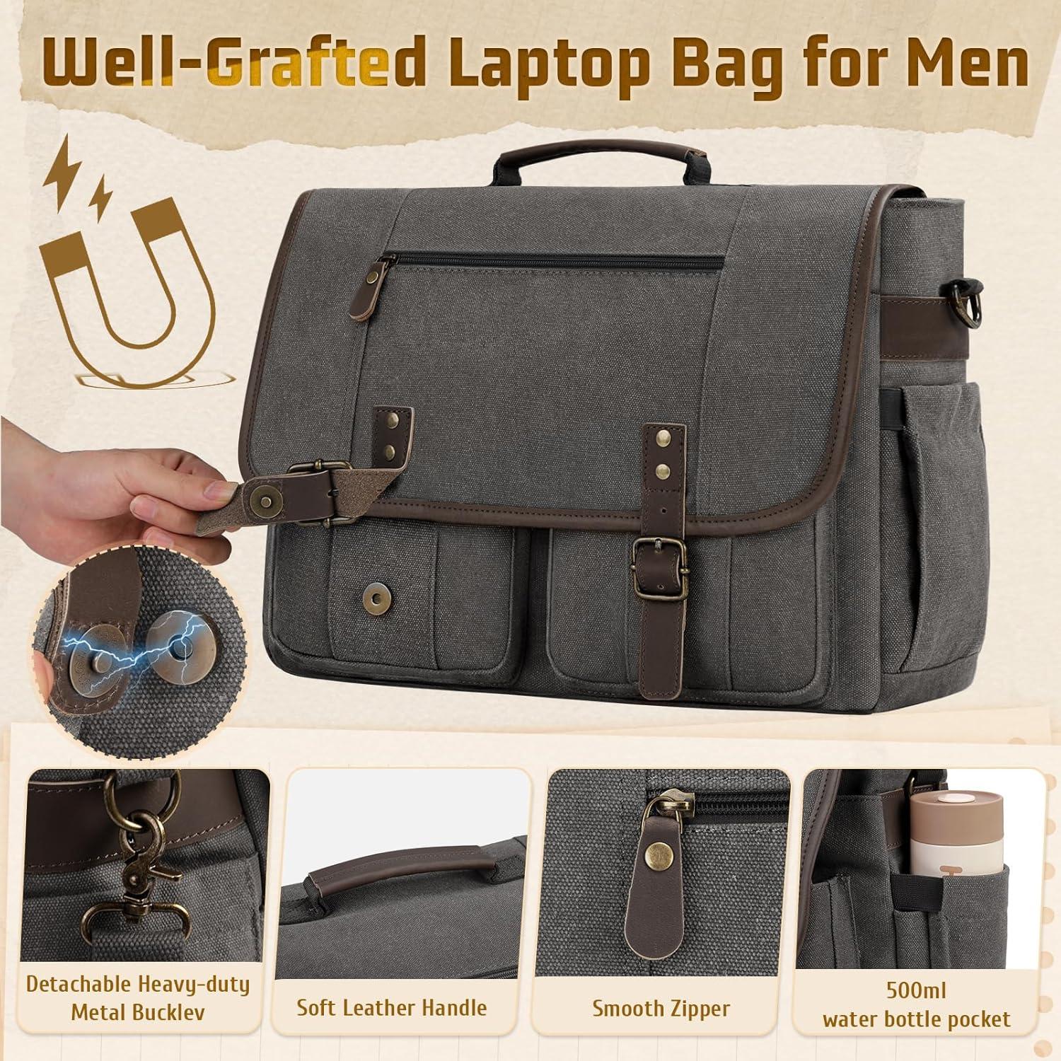 Bolsa de Mensajero RAINSMORE Gris 17" Lona Impermeable