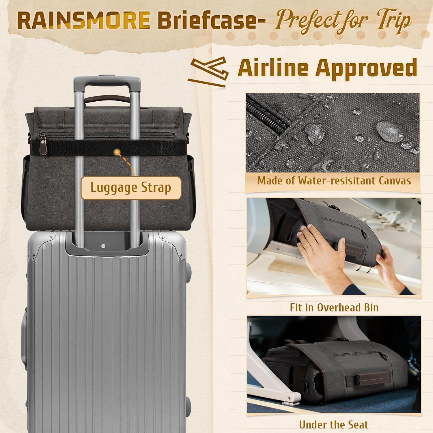 Bolsa de Mensajero RAINSMORE Gris 17" Lona Impermeable