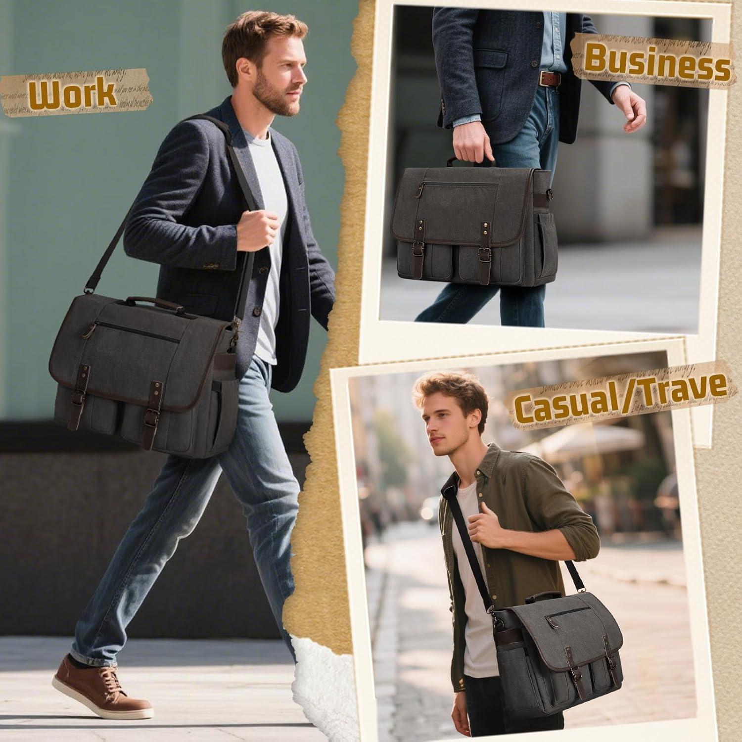 Bolsa de Mensajero RAINSMORE Gris 17" Lona Impermeable