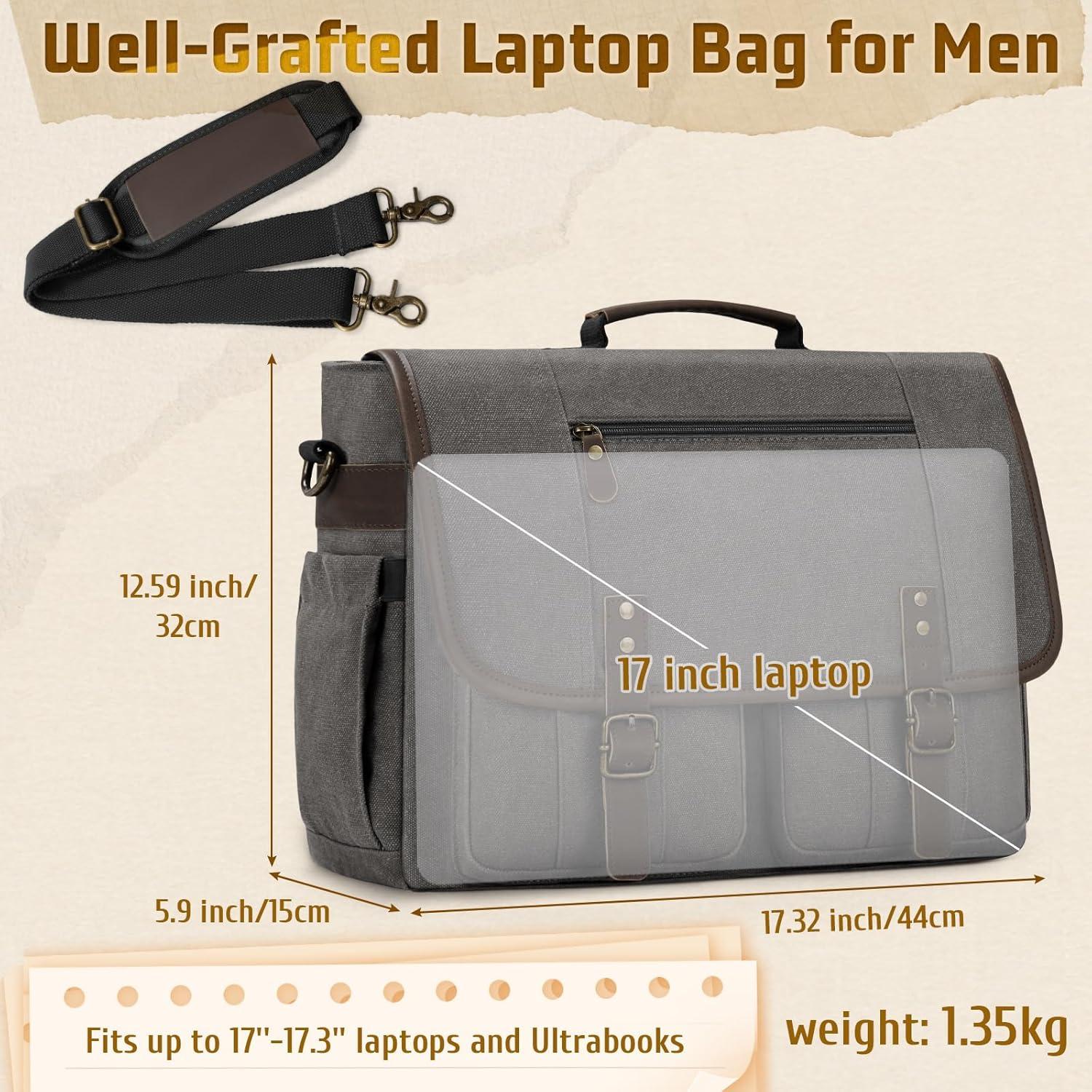 Bolsa de Mensajero RAINSMORE Gris 17" Lona Impermeable