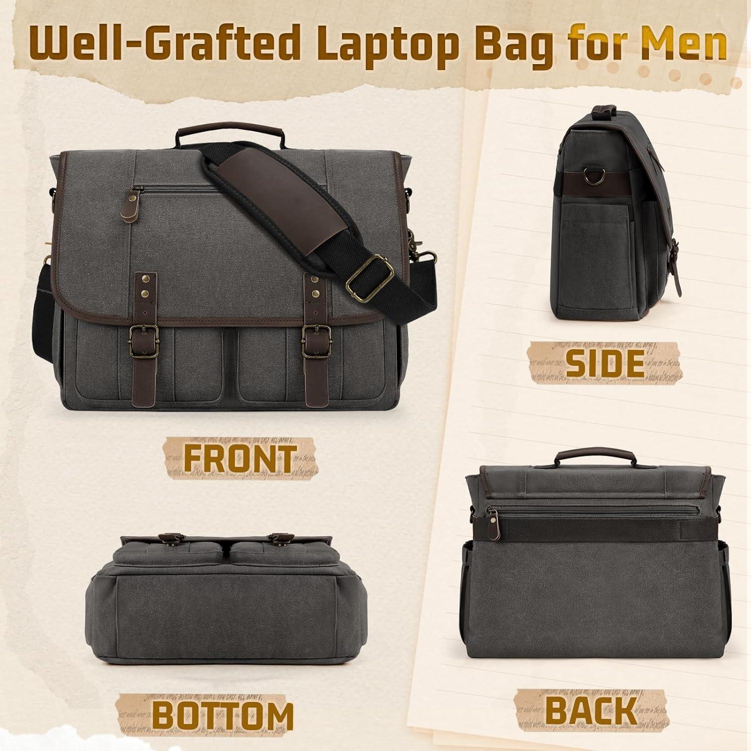 Bolsa de Mensajero RAINSMORE Gris 17" Lona Impermeable