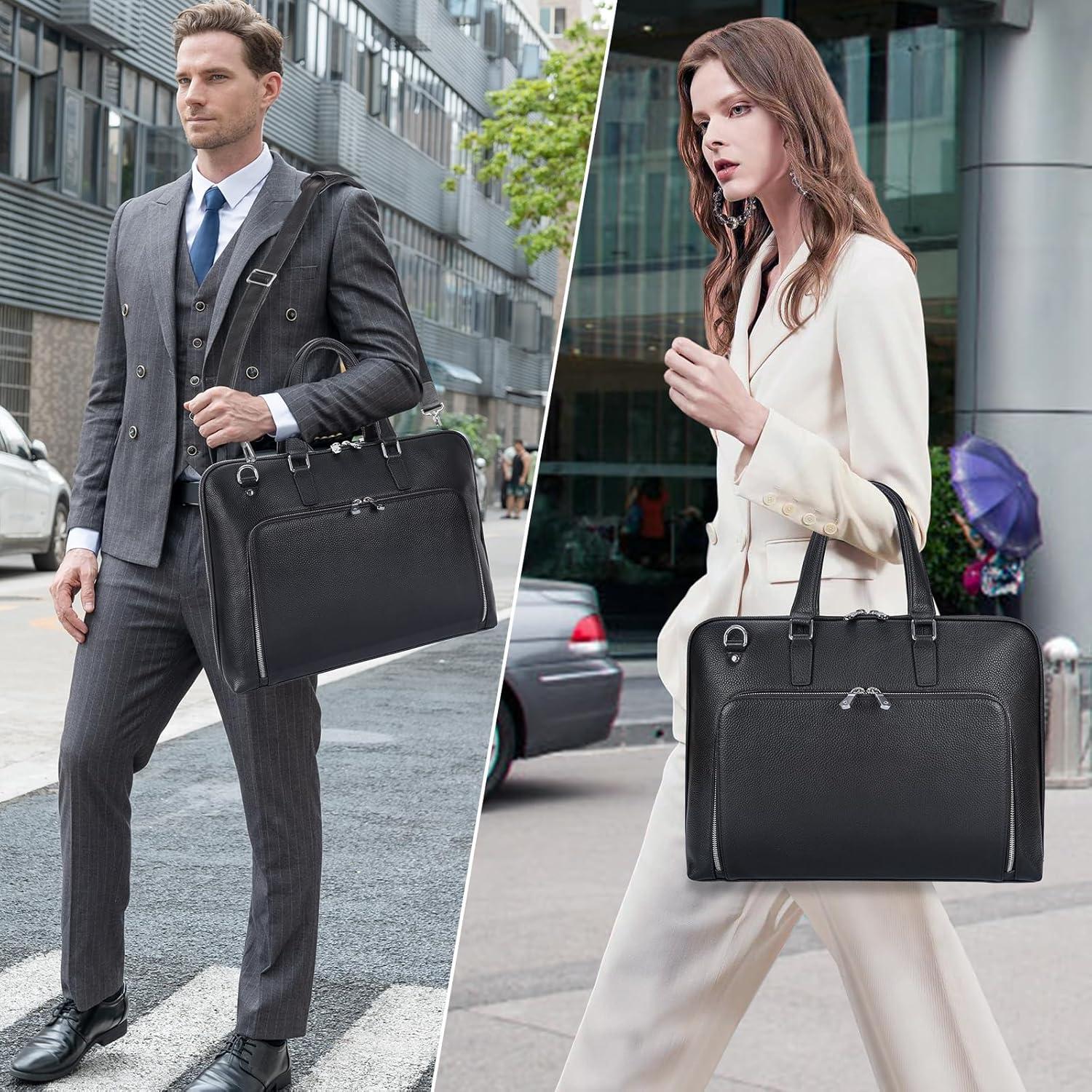 Maletín Delgado de Cuero Masa Kawa para Laptop 15.6" Unisex