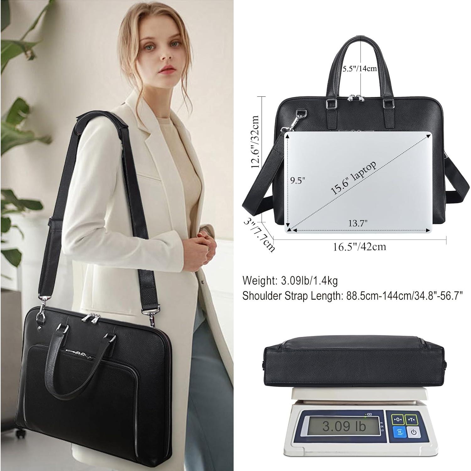 Maletín Delgado de Cuero Masa Kawa para Laptop 15.6" Unisex