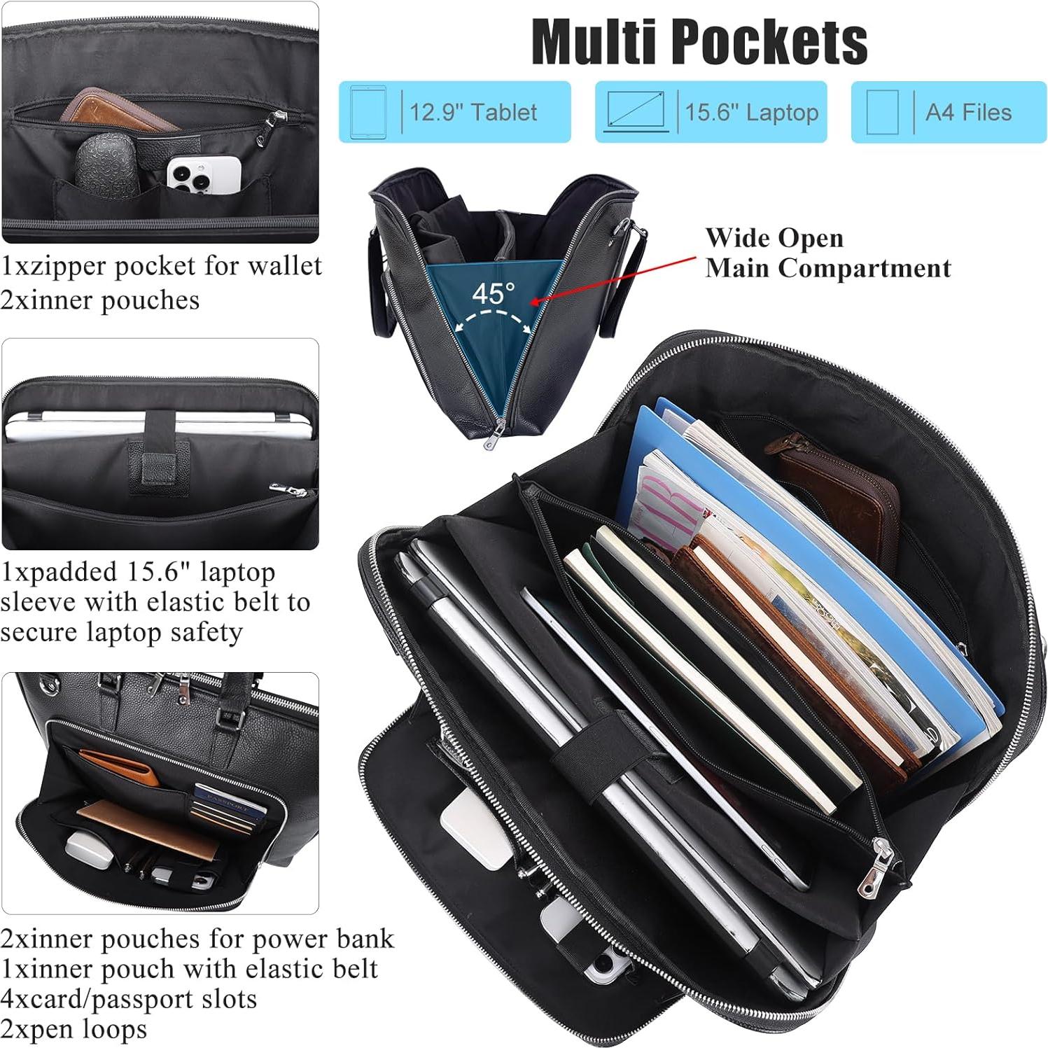 Maletín Delgado de Cuero Masa Kawa para Laptop 15.6" Unisex