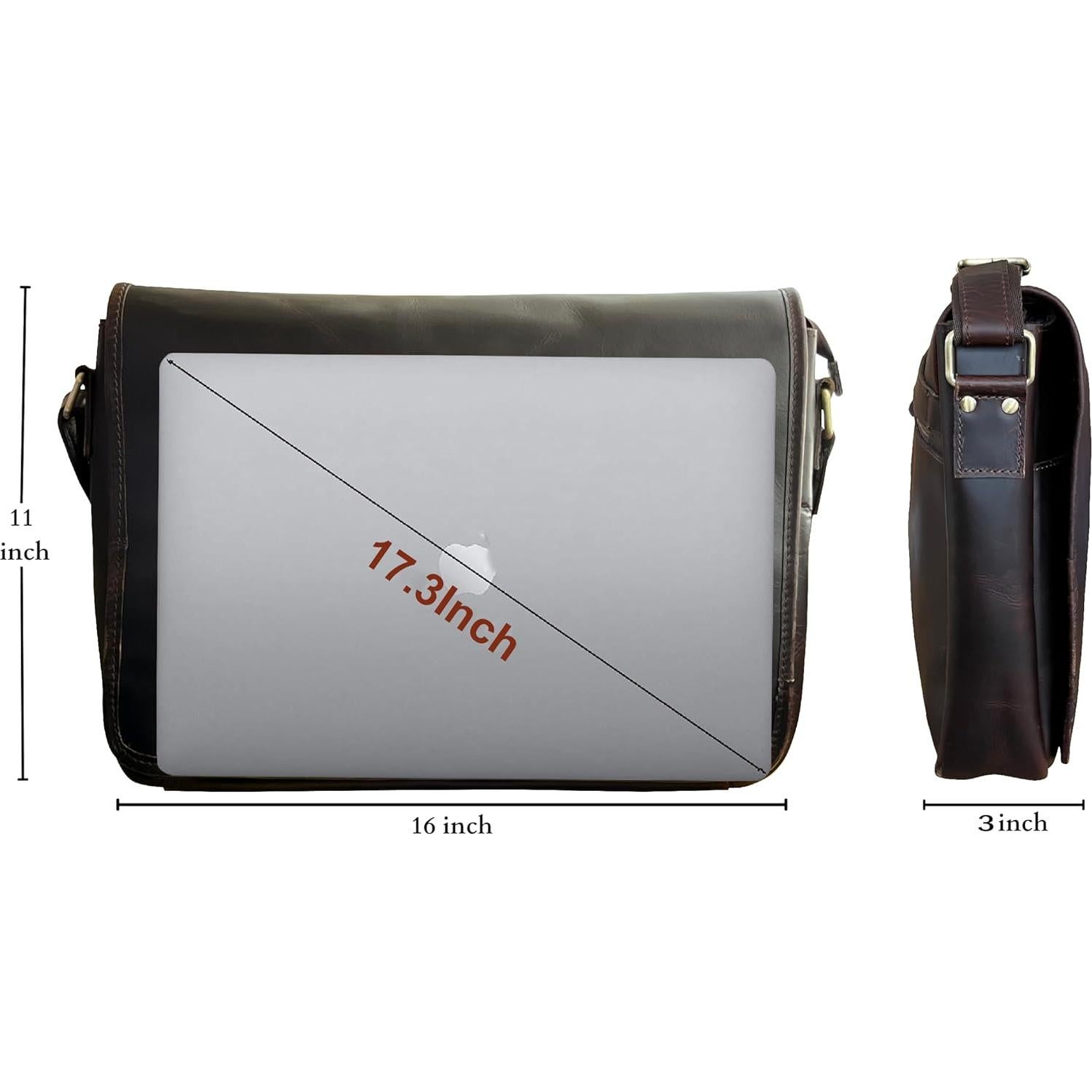 Bolsa Mensajera de Cuero Rustic Town 16" para Laptop Marrón