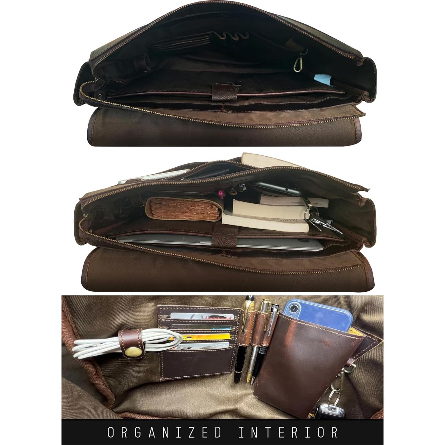 Bolsa Mensajera de Cuero Rustic Town 16" para Laptop Marrón