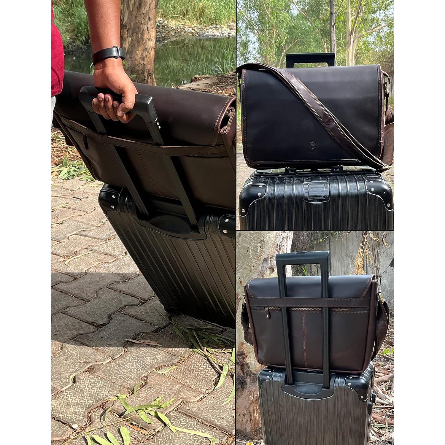 Bolsa Mensajera de Cuero Rustic Town 16" para Laptop Marrón