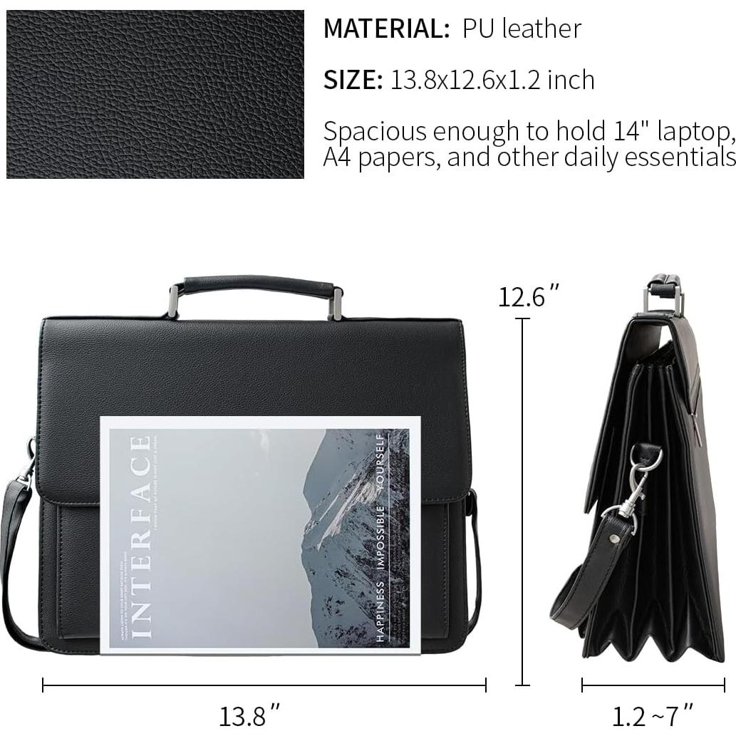 Maletín de Cuero VOYLUX Negro para Laptop 14" Acolchado
